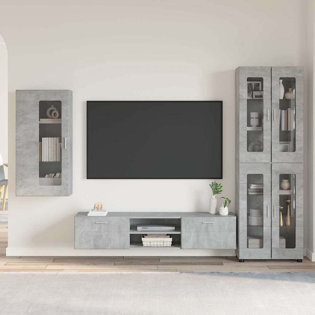 Set mobile TV FLORIN 3 pcs Grigio cemento Legno multistrato