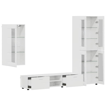 Set mobile TV FLORIN 3 pcs Bianco Lucido Legno multistrato
