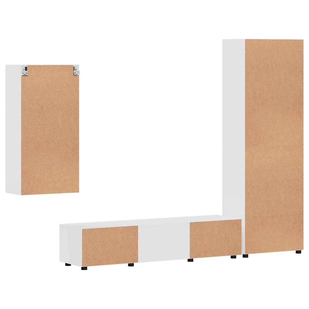 Set mobile TV con cassetto Bianco Lucido Legno multistrato