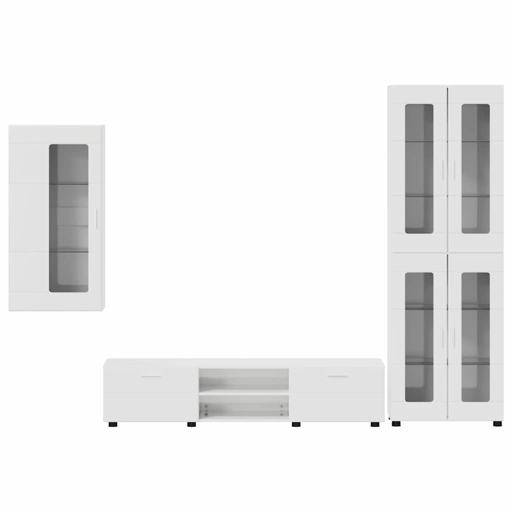 Set mobile TV FLORIN 3 pcs Bianco Lucido Legno multistrato