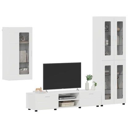 Set mobile TV FLORIN 3 pcs Bianco Lucido Legno multistrato