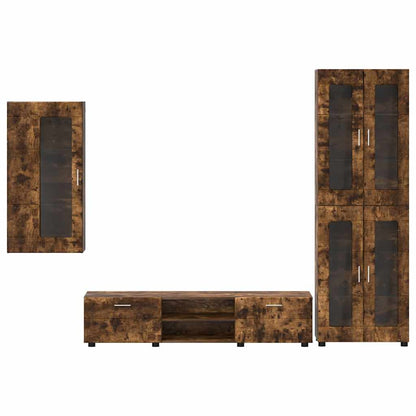 Set mobile TV con cassetto Rovere fumé Legno multistrato