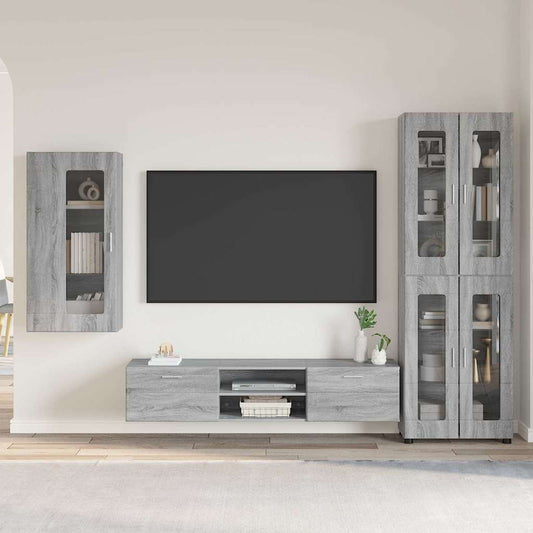 Set mobile TV con cassetto Grigio Sonoma Legno multistrato