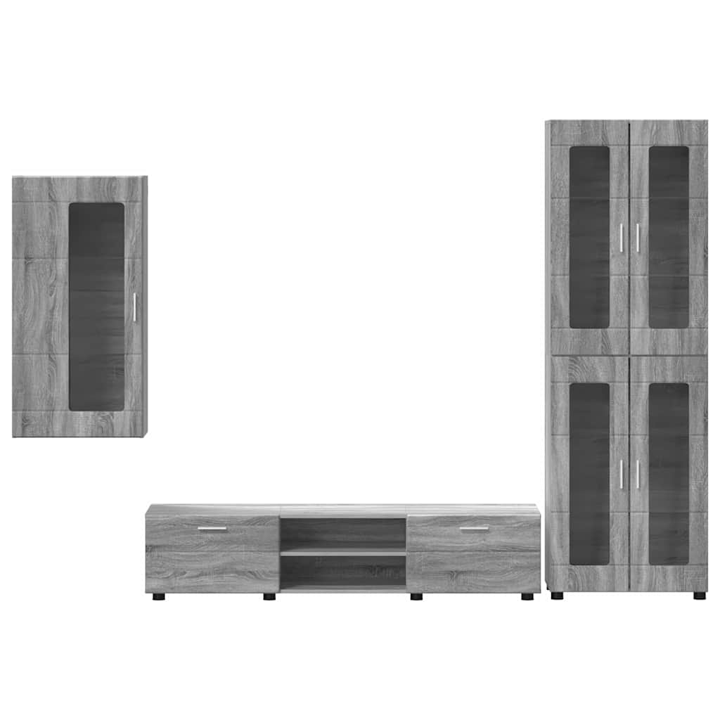 Set mobile TV con cassetto Grigio Sonoma Legno multistrato