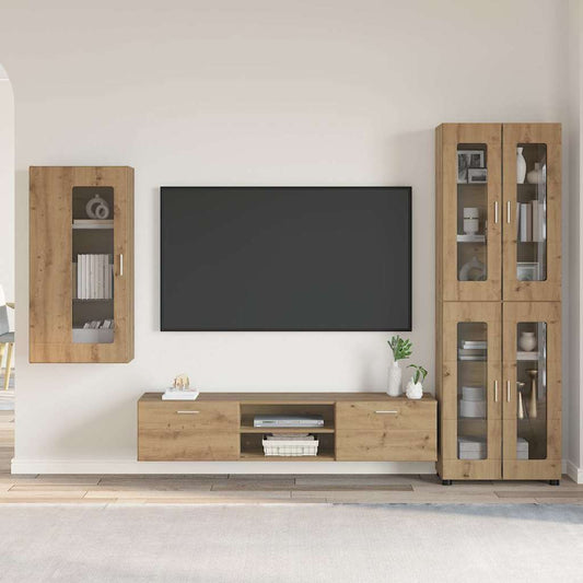 Set mobile TV con cassetto Rovere artigianale Legno multistrato