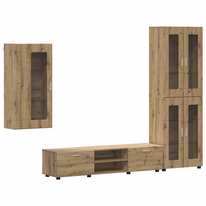 Set mobile TV con cassetto Rovere artigianale Legno multistrato