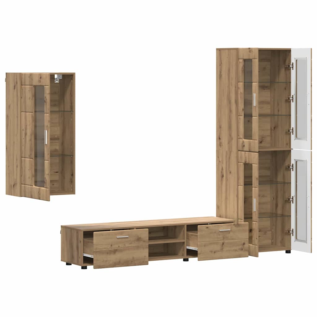 Set mobile TV FLORIN 3 pcs Rovere artigianale Legno multistrato