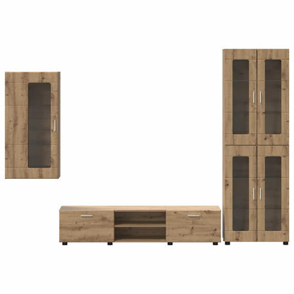 Set mobile TV con cassetto Rovere artigianale Legno multistrato