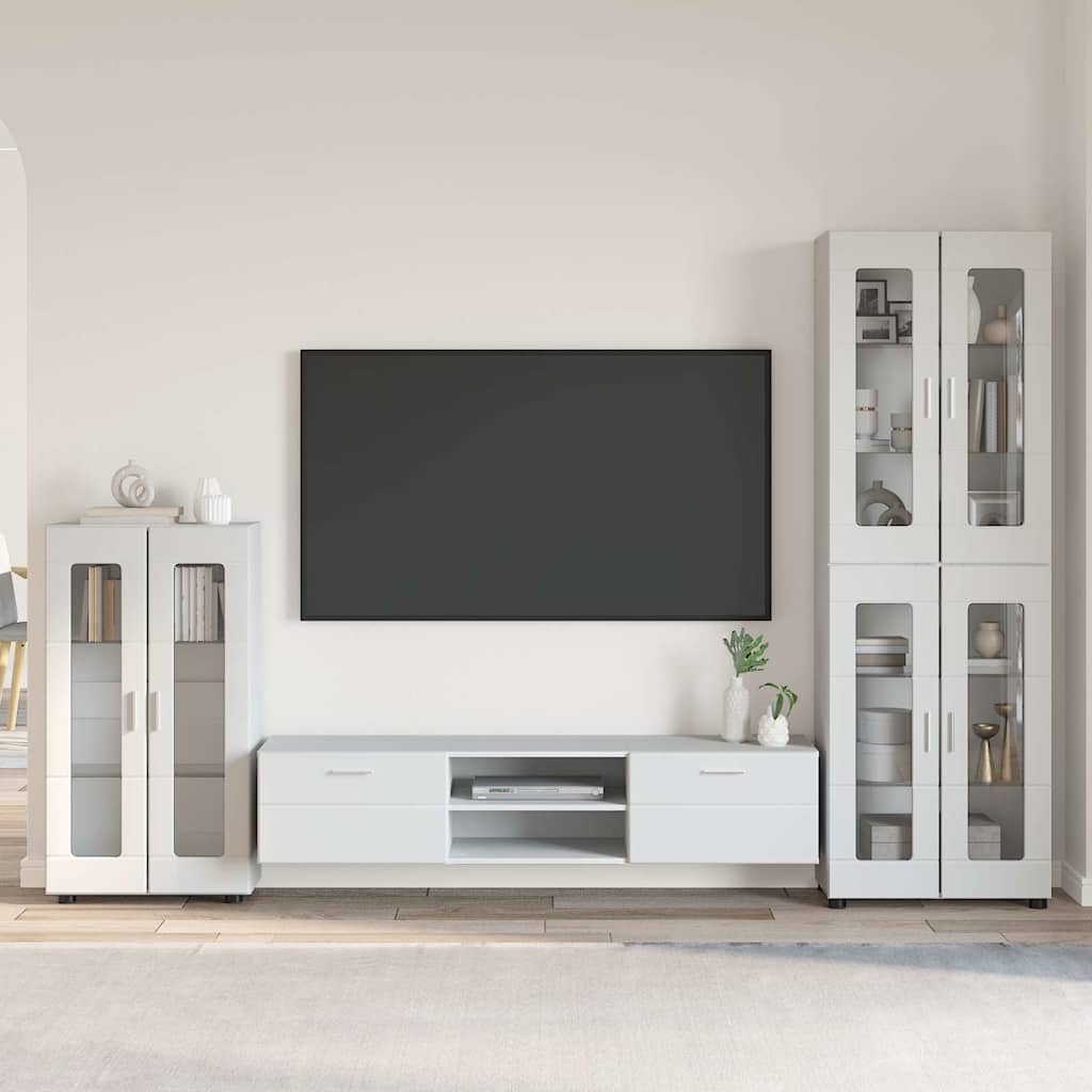 Set mobile TV con porta FLORIN 3 pcs Bianco Legno multistrato