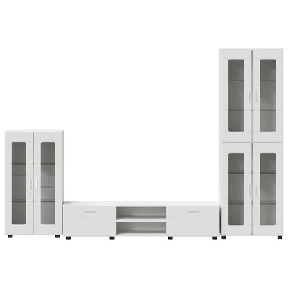 Set mobile TV con porta FLORIN 3 pcs Bianco Legno multistrato