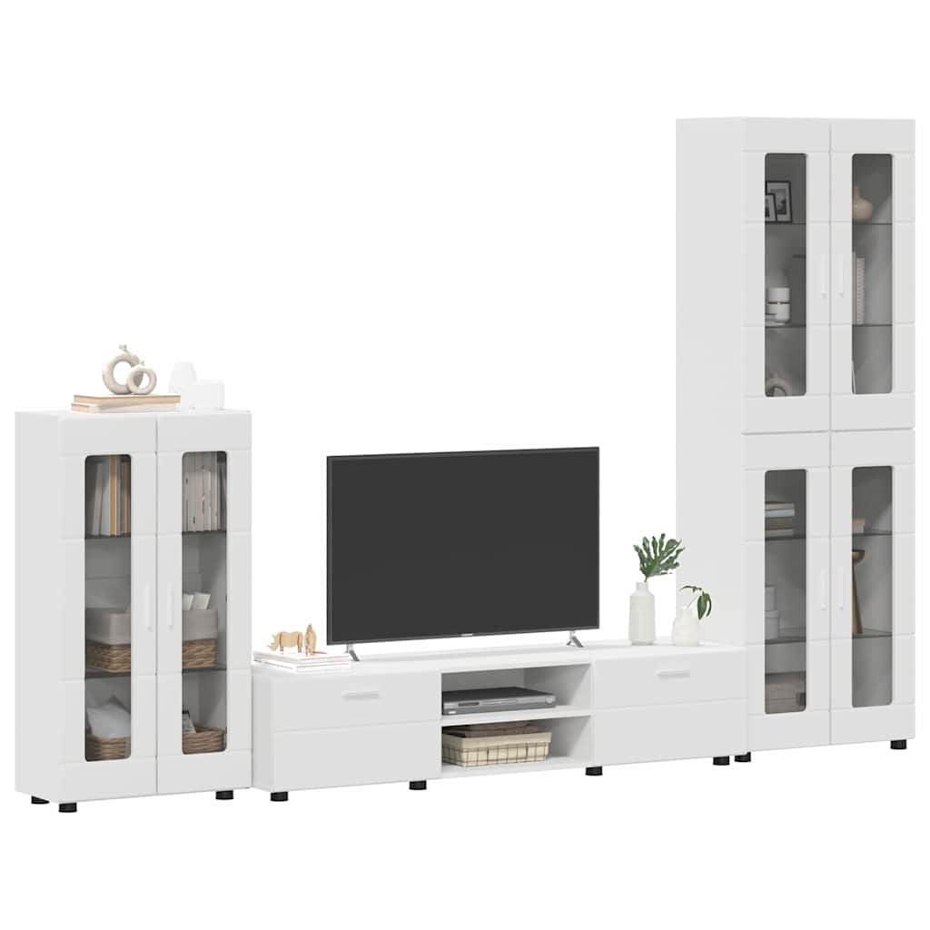 Set mobile TV con porta FLORIN 3 pcs Bianco Legno multistrato