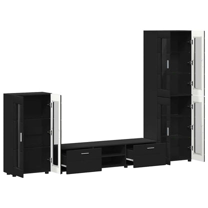 Set mobile TV con cassetto con porta Nero Legno multistrato