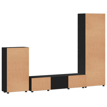 Set mobile TV con cassetto FLORIN 3 pcs Nero Legno multistrato | homemem39