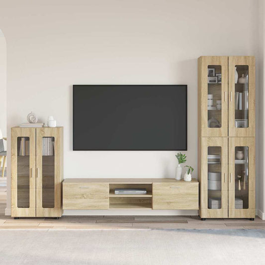 Set mobile TV con cassetto Rovere Sonoma Legno multistrato