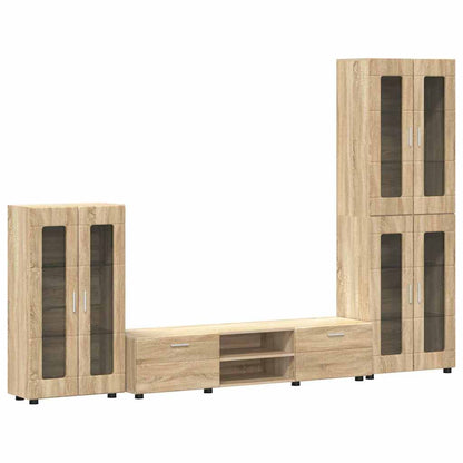 Set mobile TV con cassetto Rovere Sonoma Legno multistrato