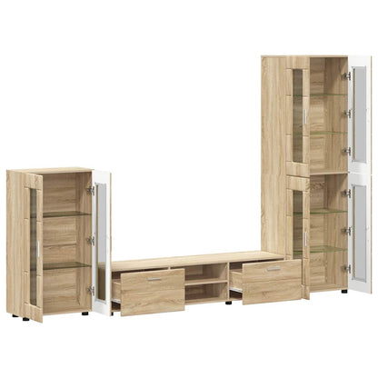 Set mobile TV con cassetto Rovere Sonoma Legno multistrato