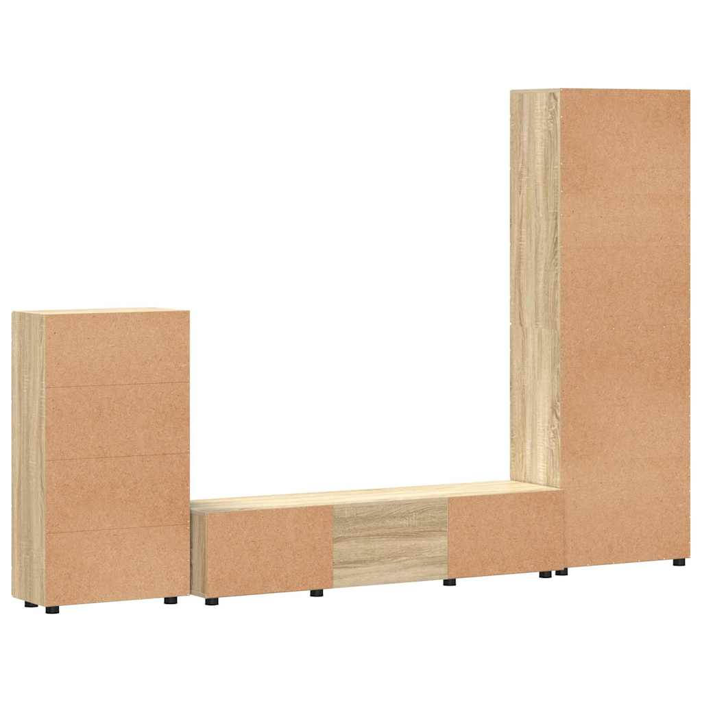 Set mobile TV con cassetto Rovere Sonoma Legno multistrato