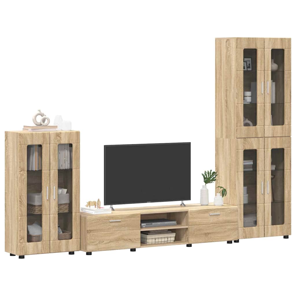 Set mobile TV con cassetto Rovere Sonoma Legno multistrato