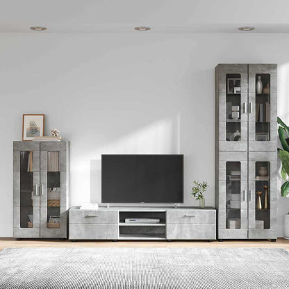 Set mobile TV con cassetto Grigio cemento Legno multistrato