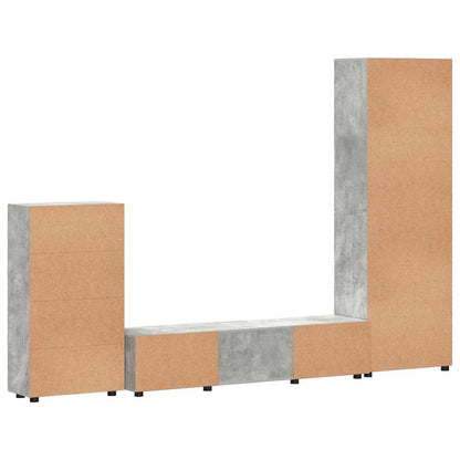 Set mobile TV con cassetto Grigio cemento Legno multistrato