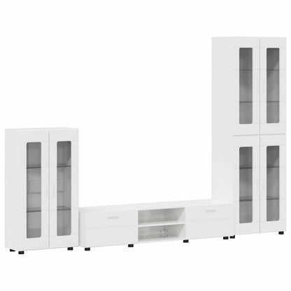 Set mobile TV con cassetto Bianco Lucido Legno multistrato