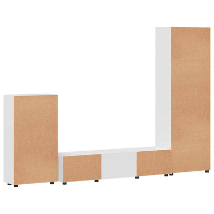 Set mobile TV FLORIN 3 pcs Bianco Lucido Legno multistrato | homemem39