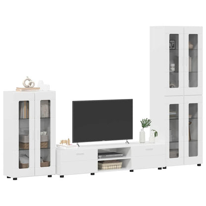Set mobile TV FLORIN 3 pcs Bianco Lucido Legno multistrato