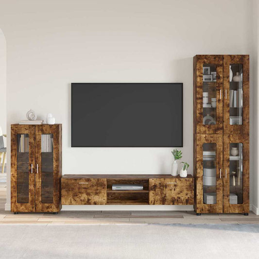 Set mobile TV con cassetto Rovere fumé Legno multistrato