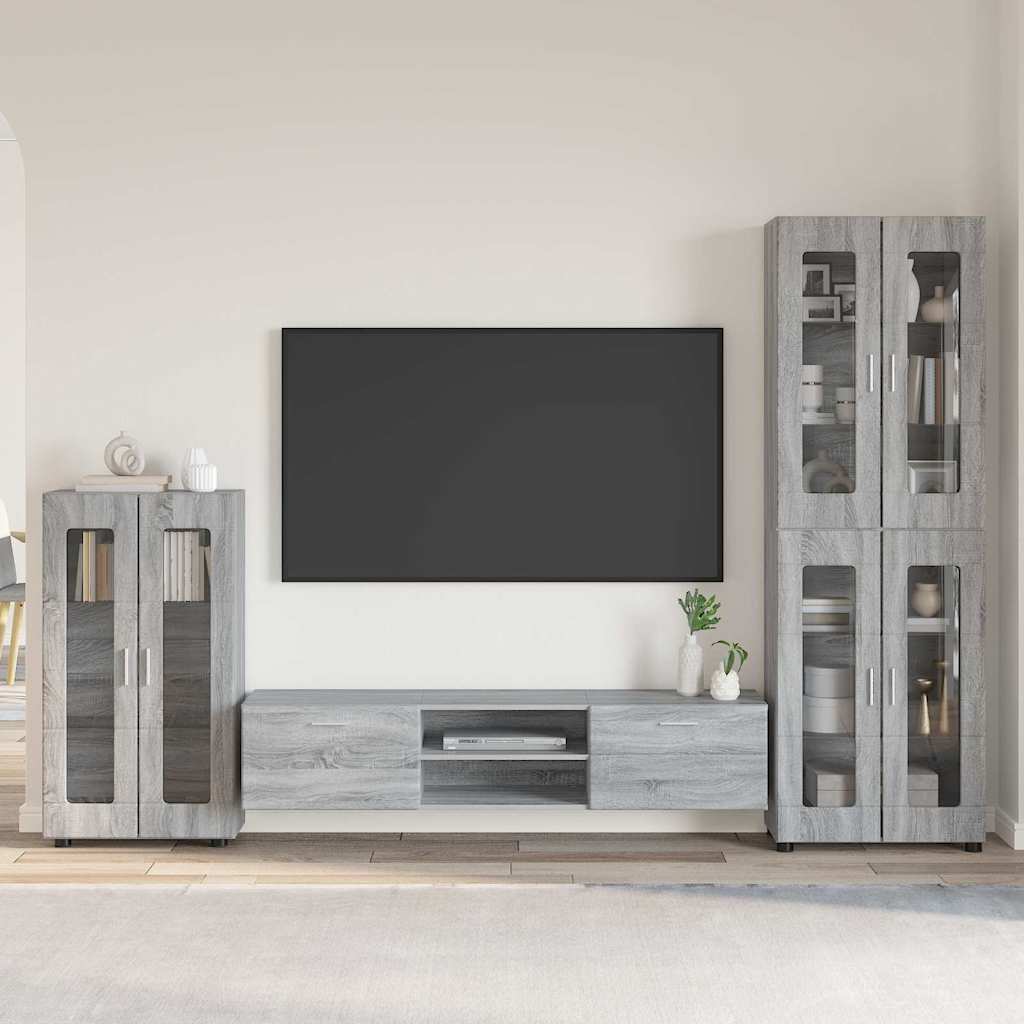 Set mobile TV con cassetto Grigio Sonoma Legno multistrato