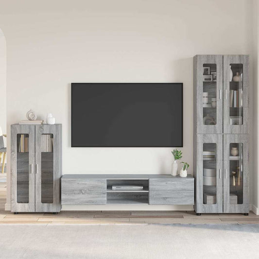 Set mobile TV con cassetto Grigio Sonoma Legno multistrato