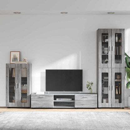 Set mobile TV con cassetto Grigio Sonoma Legno multistrato