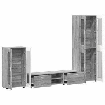 Set mobile TV con cassetto Grigio Sonoma Legno multistrato