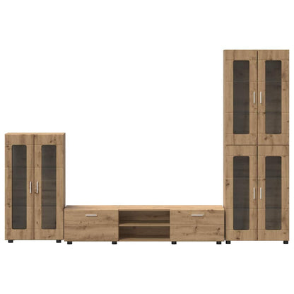 Set mobile TV con cassetto Rovere artigianale Legno multistrato