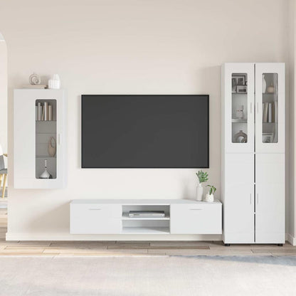 Set mobile TV con porta FLORIN 3 pcs Bianco Legno multistrato