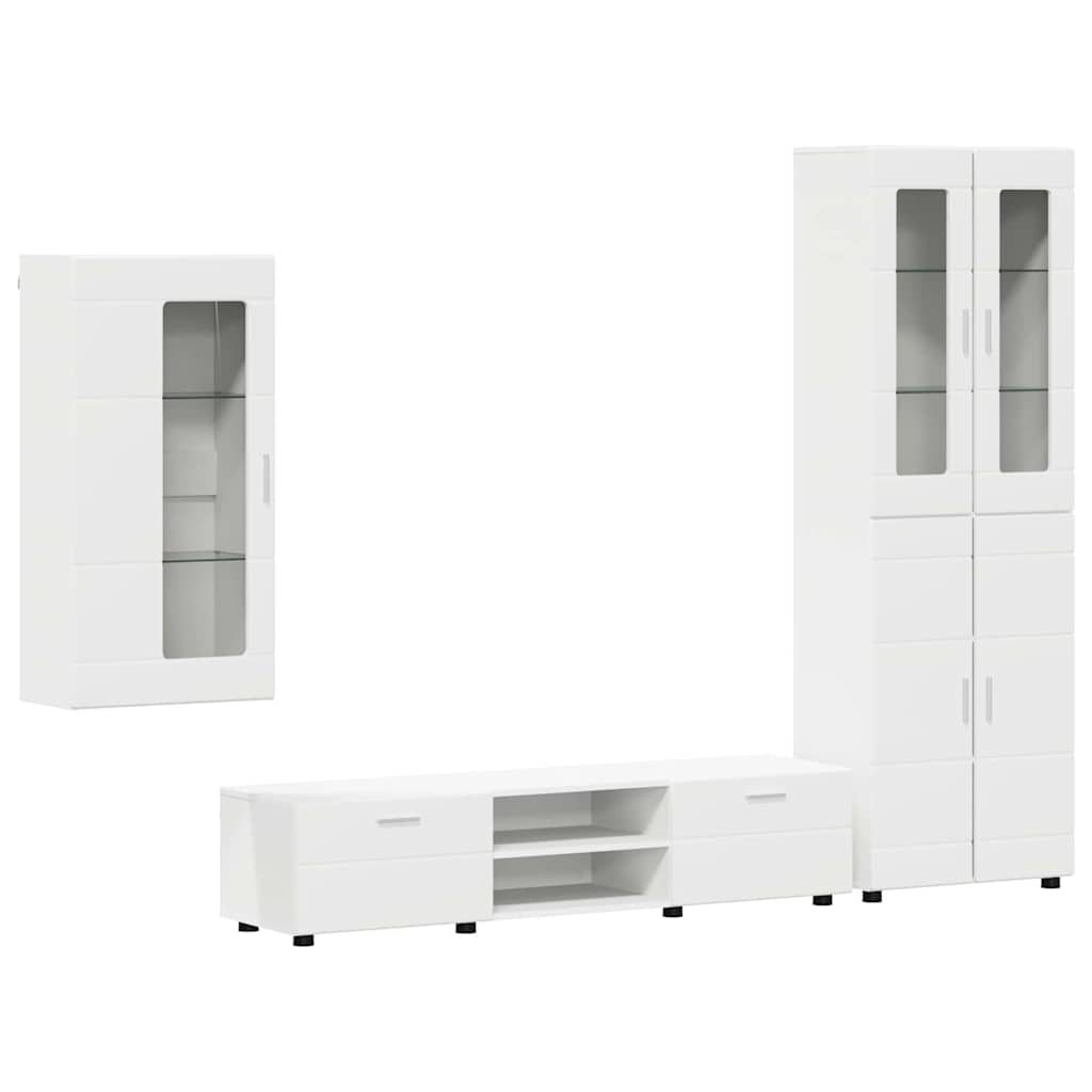 Set mobile TV con porta FLORIN 3 pcs Bianco Legno multistrato