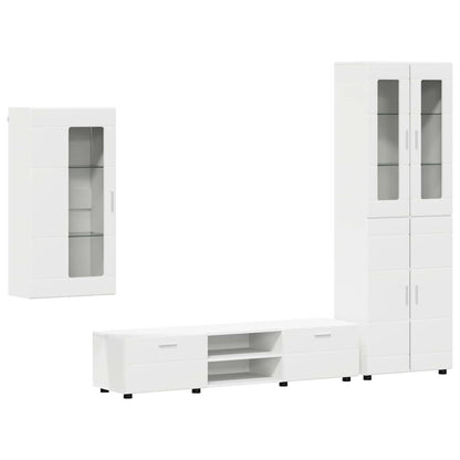 Set mobile TV con porta FLORIN 3 pcs Bianco Legno multistrato