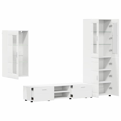 Set mobile TV con cassetto con porta Bianco Legno multistrato
