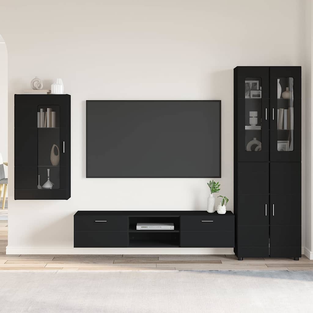 Set mobile TV con cassetto FLORIN 3 pcs Nero Legno multistrato