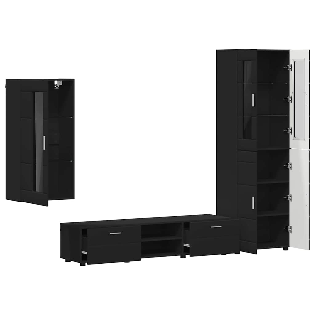 Set mobile TV con cassetto FLORIN 3 pcs Nero Legno multistrato