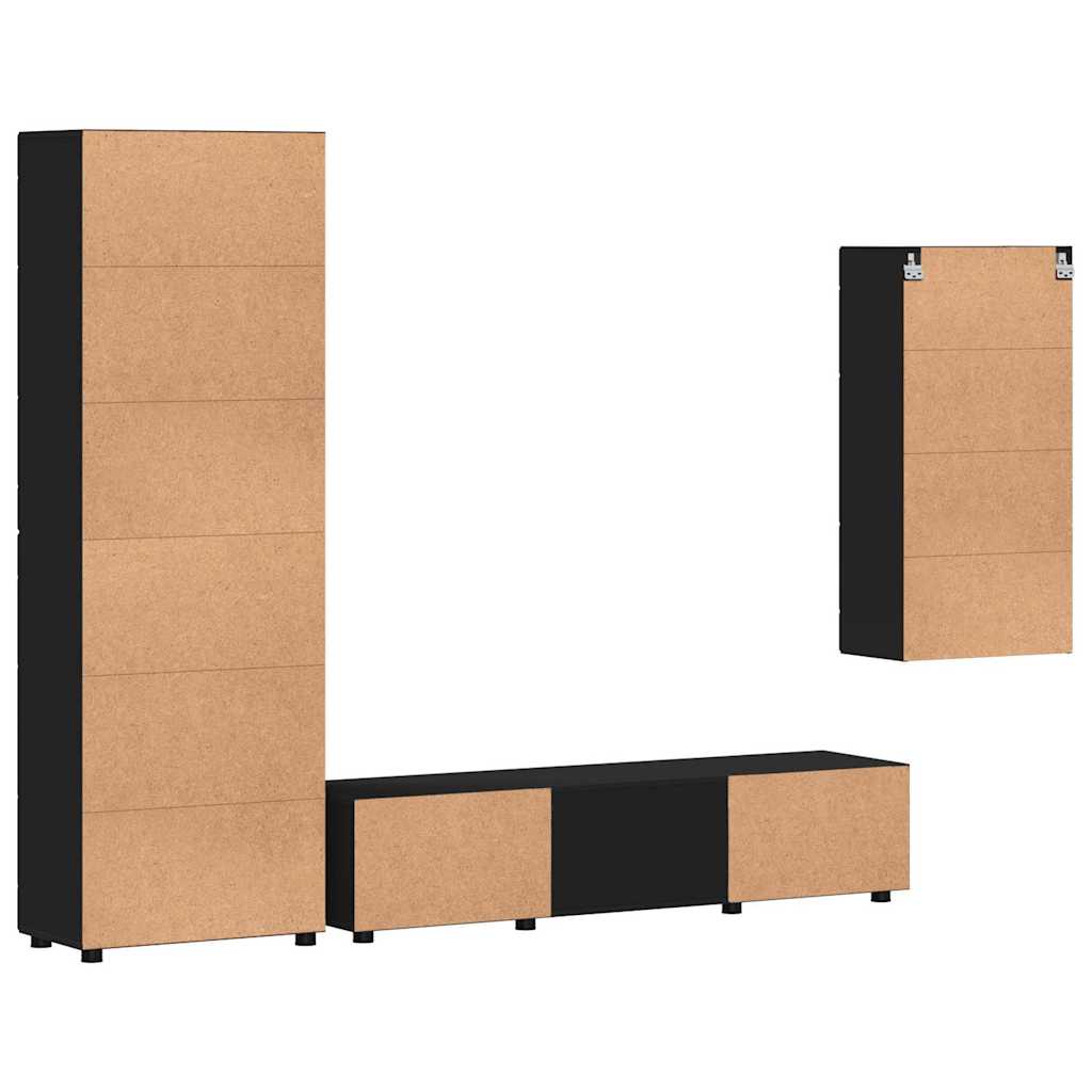 Set mobile TV con cassetto FLORIN 3 pcs Nero Legno multistrato