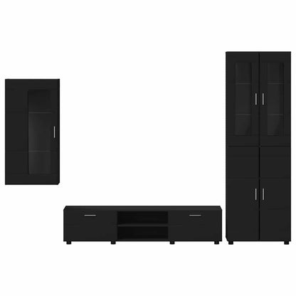 Set mobile TV con cassetto con porta Nero Legno multistrato