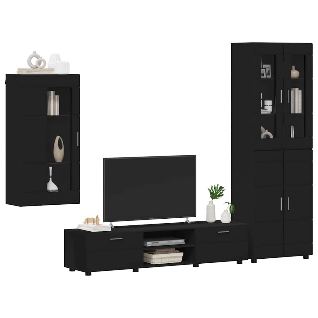 Set mobile TV con cassetto FLORIN 3 pcs Nero Legno multistrato