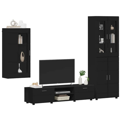 Set mobile TV con cassetto FLORIN 3 pcs Nero Legno multistrato