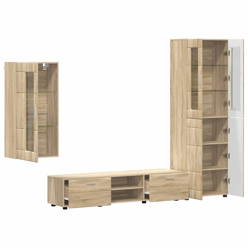 Set mobile TV con cassetto Rovere Sonoma Legno multistrato