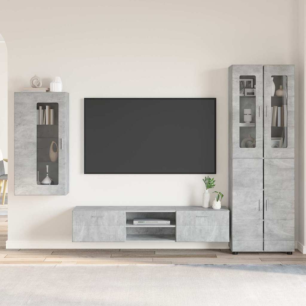 Set mobile TV FLORIN 3 pcs Grigio cemento Legno multistrato