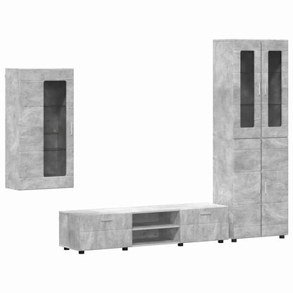 Set mobile TV FLORIN 3 pcs Grigio cemento Legno multistrato