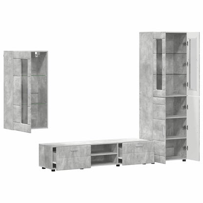 Set mobile TV con cassetto Grigio cemento Legno multistrato