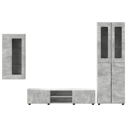 Set mobile TV con cassetto Grigio cemento Legno multistrato