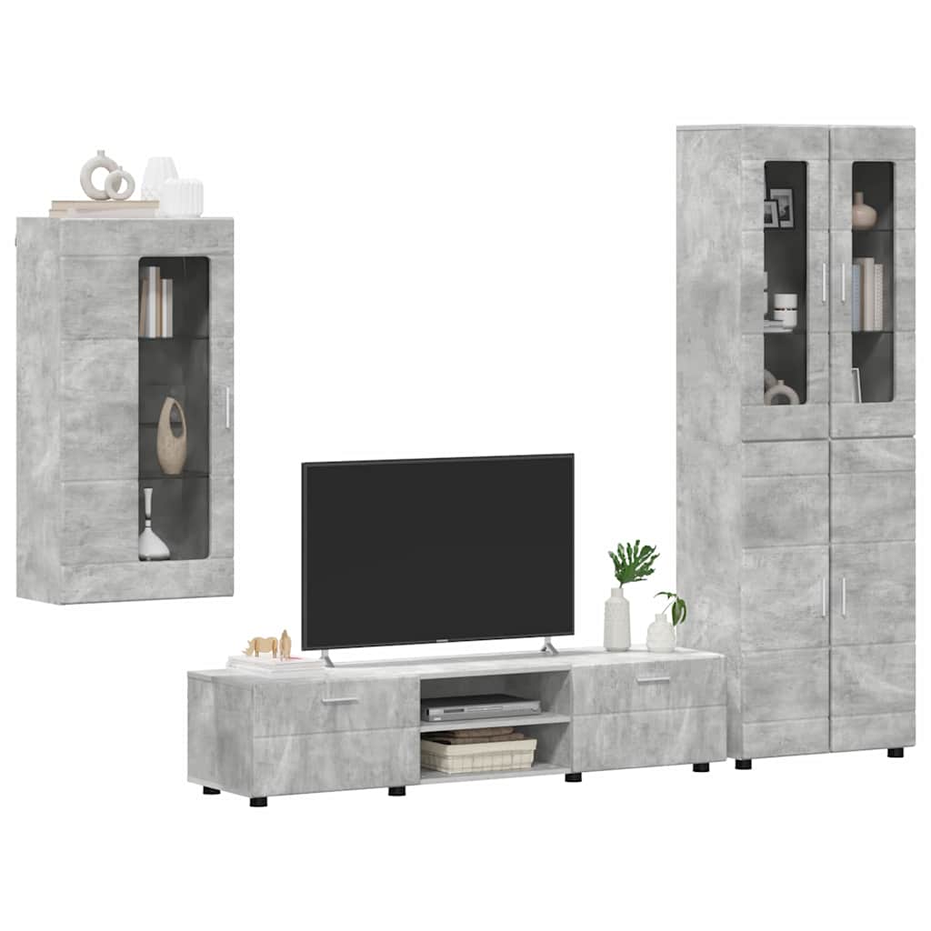 Set mobile TV FLORIN 3 pcs Grigio cemento Legno multistrato