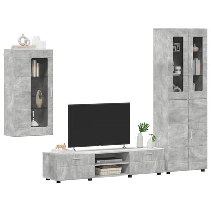 Set mobile TV FLORIN 3 pcs Grigio cemento Legno multistrato